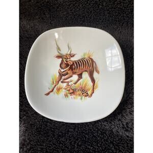 Vintage Bavaria Schumann Ash Tray/Small Plate Zebra/Antelope